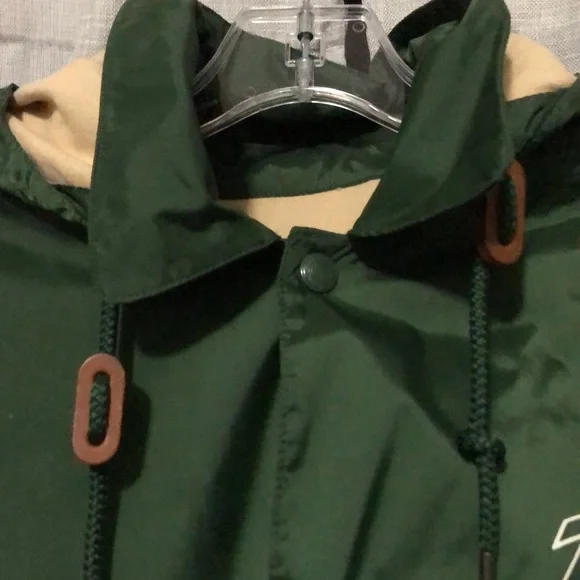 EUC RL POLO Snap Front WindBreaker-Green/Tan-Sz S-Nylon Lined-Detachable Hood - Picture 4 of 14